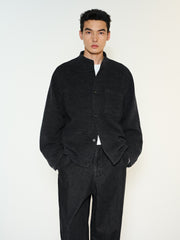 Men's Commuter Black Wool-Blend Wool-Feel Jacket