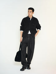 Men's Commuter Black Wool-Blend Wool-Feel Jacket