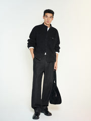 Men's Commuter Black Wool-Blend Wool-Feel Jacket