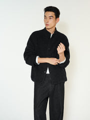 Men's Commuter Black Wool-Blend Wool-Feel Jacket