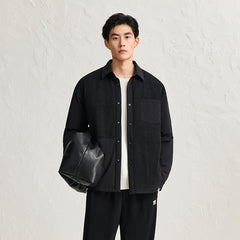 Men's Spliced Quilted Textured Puffer Jacket