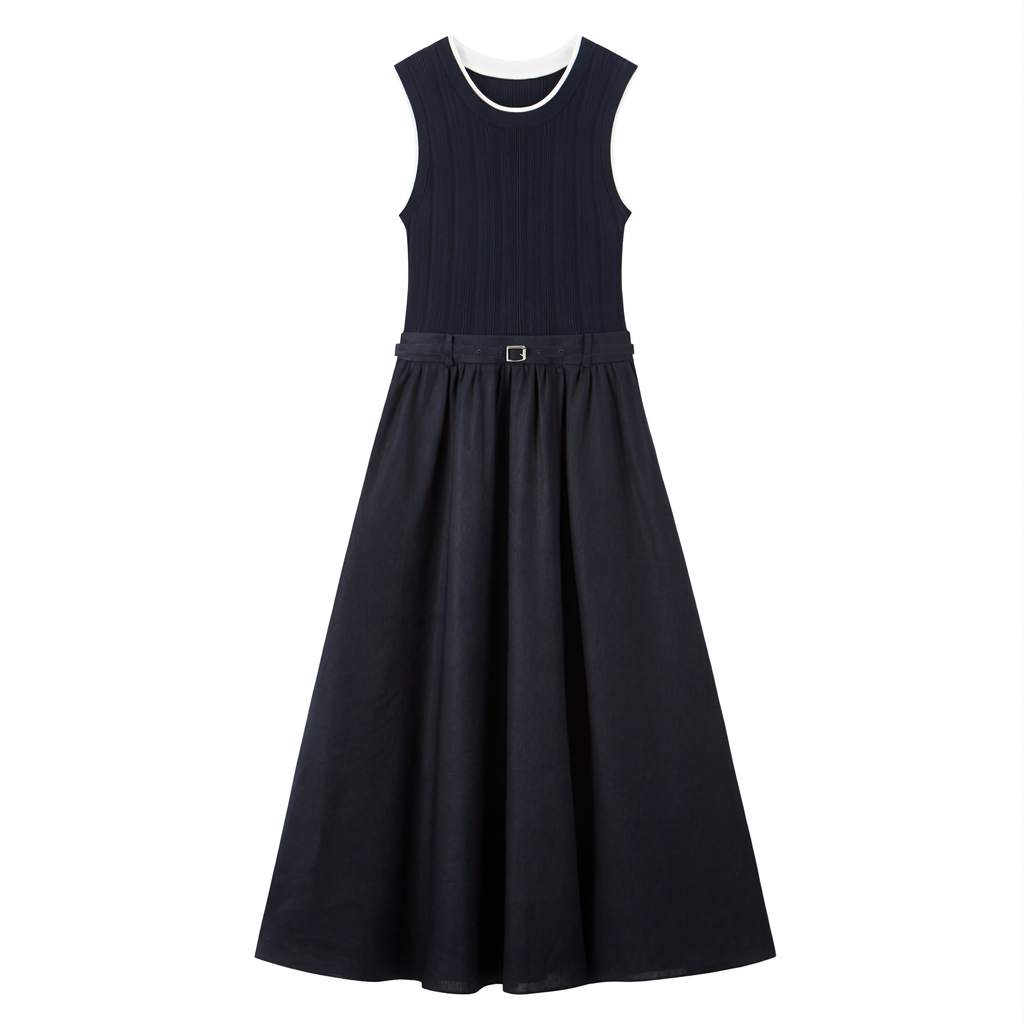 Women's Linen-Blend Paneled Sleeveless Dress