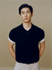 Men's Open-Collar Knit Polo Shirt