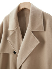 Men's Double-Breasted Trench Wool Coat