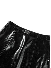 Women's Commuter Textured PU Mini Skirt