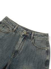 Women's Casual High-Waist Denim Cropped Pants