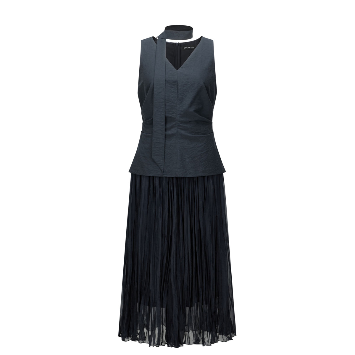 Women's French-style V-neck faux two-piece dress