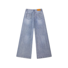 Women's Washed High-Waist Wide-Leg Jeans