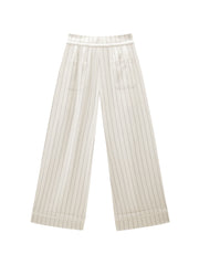 Women's Casual High Waist Vertical Stripe Pants