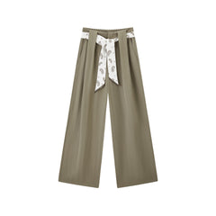 Women's wide-leg casual pants with a scarf