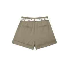 Women's high-waist A-line shorts with a scarf