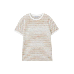 Women's Elegant Crewneck Tweed-Inspired T-Shirt
