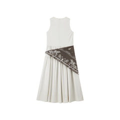 Women's white sleeveless dress with a scarf