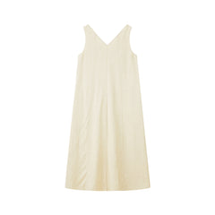Women's Commuter Style Linen V-neck Sleeveless Dress