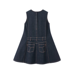 Women's Sleeveless A-Line Denim Dress