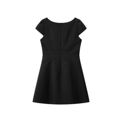 Women's Hepburn-Style Beaded Short Sleeve Dress