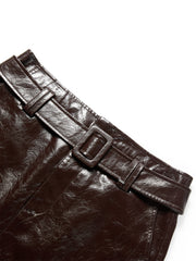 Women's PU Wide-Waist A-Line Skirt
