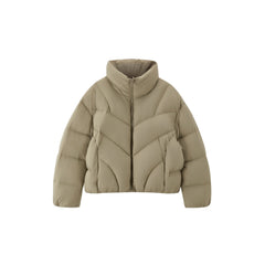 Women's Casual Lightweight Stand-Collar Cropped Down Jacket