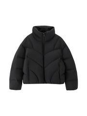 Women's Casual Lightweight Stand-Collar Cropped Down Jacket