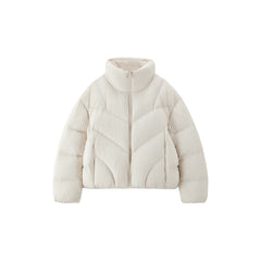 Women's Casual Lightweight Stand-Collar Cropped Down Jacket