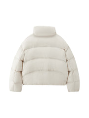 Women's Casual Lightweight Stand-Collar Cropped Down Jacket