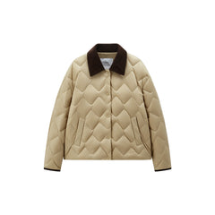 Women's Barn-Style Quilted Corduroy-Panel Shirt-Down Jacket