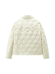 Women's Barn-Style Quilted Corduroy-Panel Shirt-Down Jacket