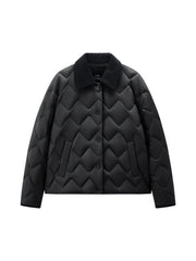 Women's Barn-Style Quilted Corduroy-Panel Shirt-Down Jacket