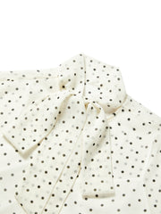 Women's Polka-Dot Long-Sleeve Shirt with Tie Neck