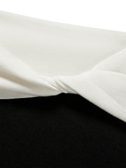 Women's Off-Shoulder Contrast Twist-Knot Knit Top