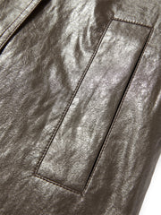 Women's Mid-Length Trench-Style PU Jacket