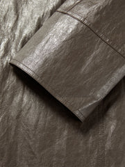 Women's Mid-Length Trench-Style PU Jacket