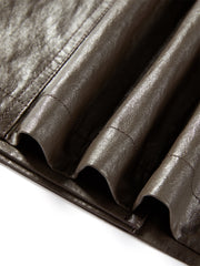 Women's Mid-Length Trench-Style PU Jacket