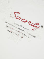 Women's Casual Lace Patchwork Letter  T-Shirt