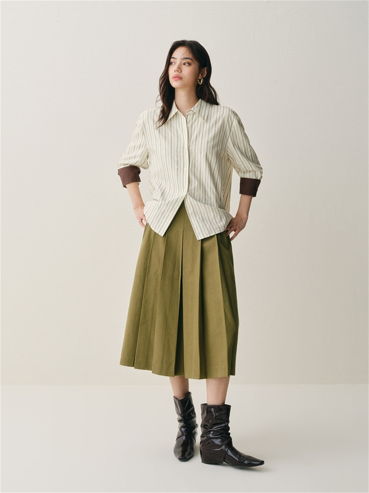 Women's Oversized Contrast-Stripe Shirt