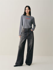 Women's High-Waist Ombre Splatter Wide-Leg Jeans