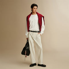 Men's Solid Cable-Knit Crewneck Sweater