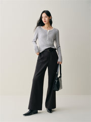 Women's Contrast-Trim Henley Knit Top