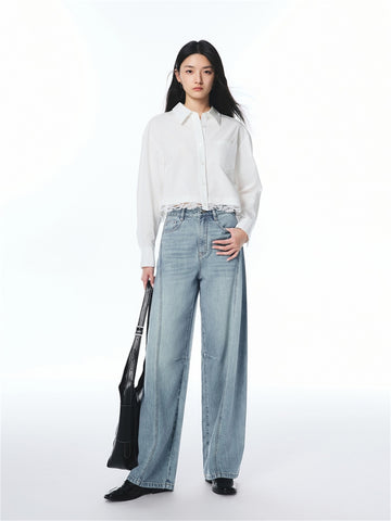 Women's High-Waisted Curved-Leg Wide-Leg Jeans