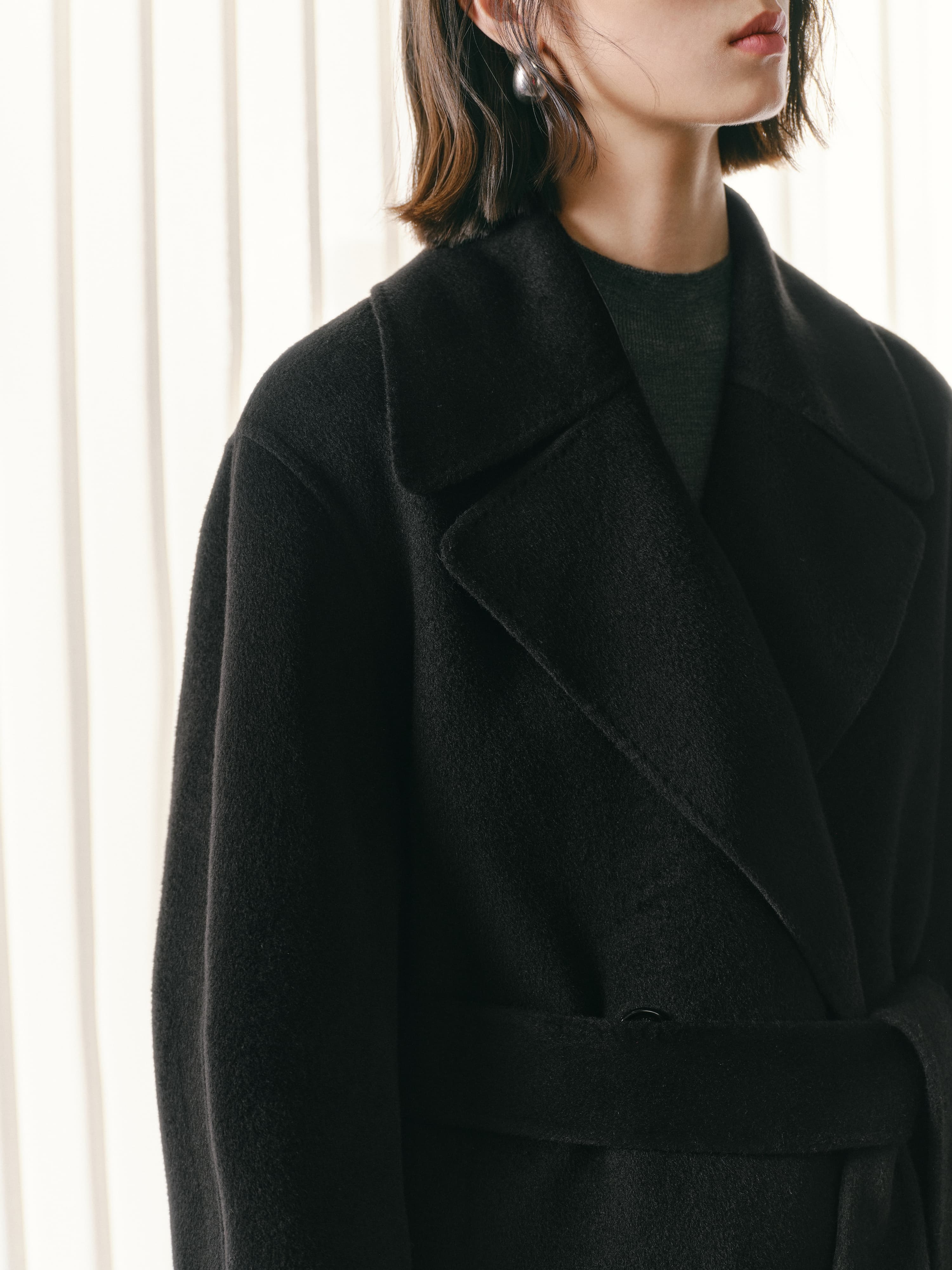 Women's Double-Breasted Belted Wool Coat