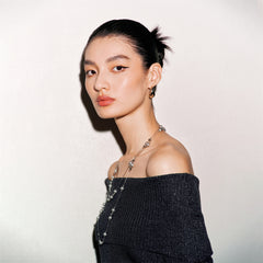 Women's Metallic Off-Shoulder Knit Top with Belt