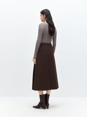 *US Final Sale*Women's Pleated A Line Midi Skirt