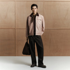 Men's Contrast Textured PU Jacket