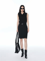 Women's Wool Blend Collared Knit Vest