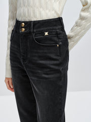 Women's Black High Waist Tapered Jeans