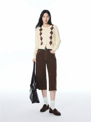 Women's Cable Knit Argyle Cardigan