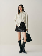 Women's Asymmetric Brushed PU Mini Skirt