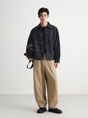 Men's Vintage Textured Boxy Denim Jacket