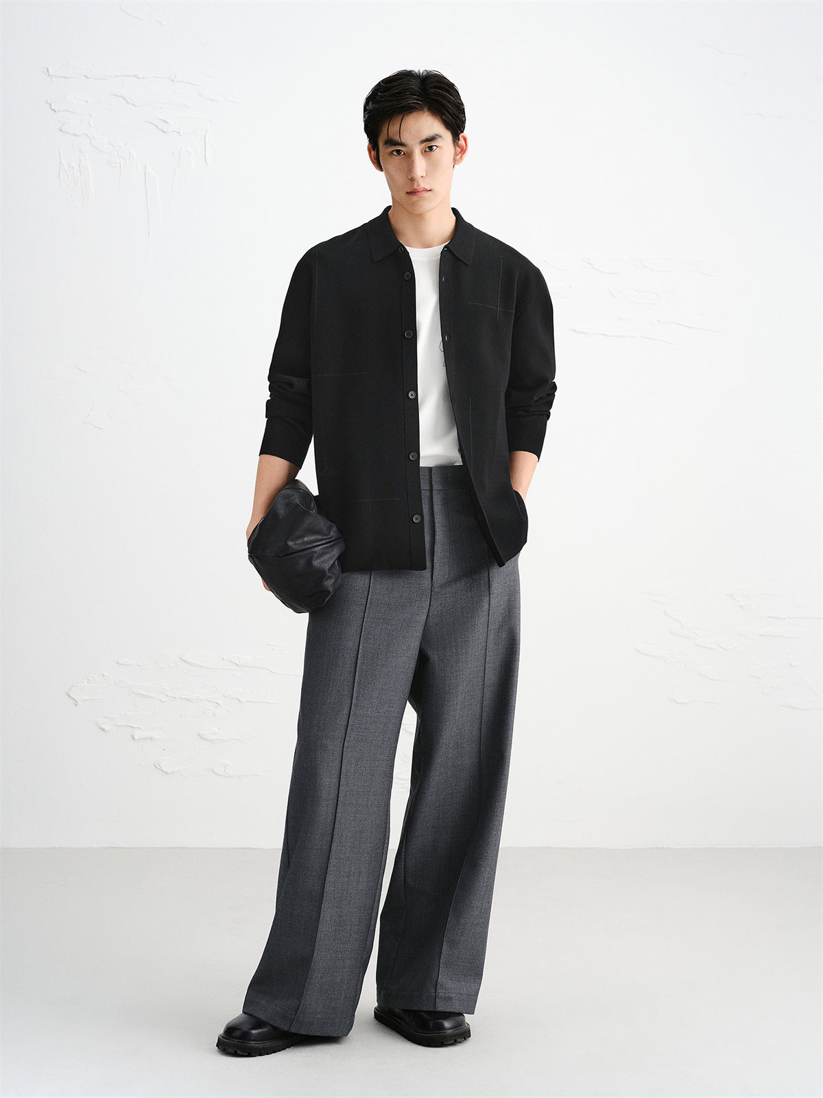 Men's Embroidered Collar Knit Cardigan