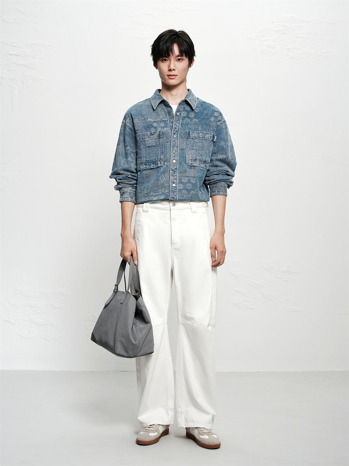 Men's Oversized Jacquard Denim Shirt